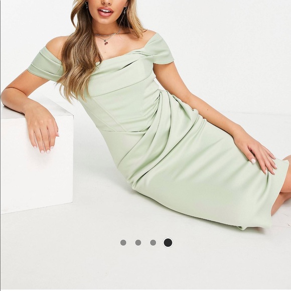 mint green bardot dress Miss Circle Women Quenby Mint Off Shoulder Mesh Maxi Dress